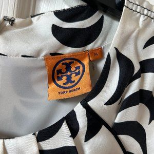 Tory Burch Empire Waist Black and White Silk Dress